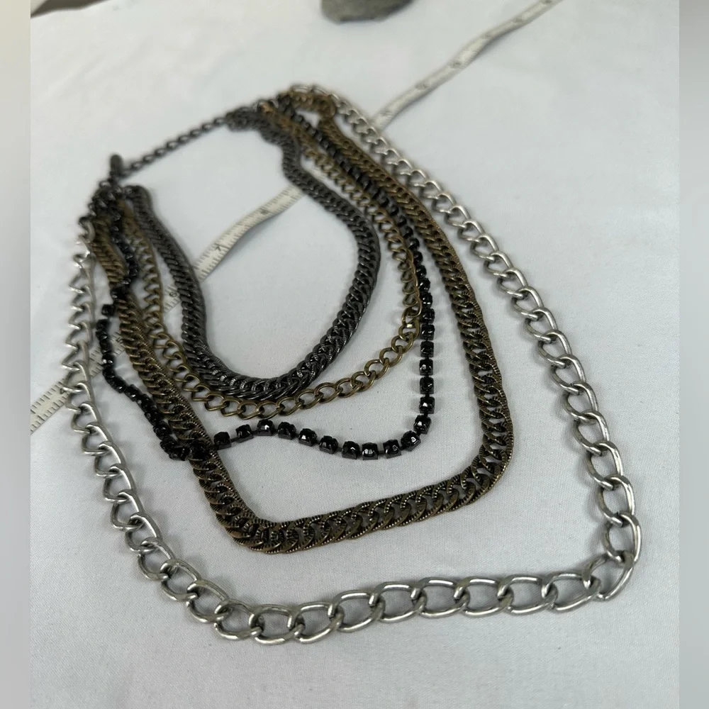Gorgeous industrial vibe multi chain necklace